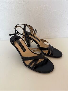 Bandolino Black Leather Strappy High Heel Sandals Size 7